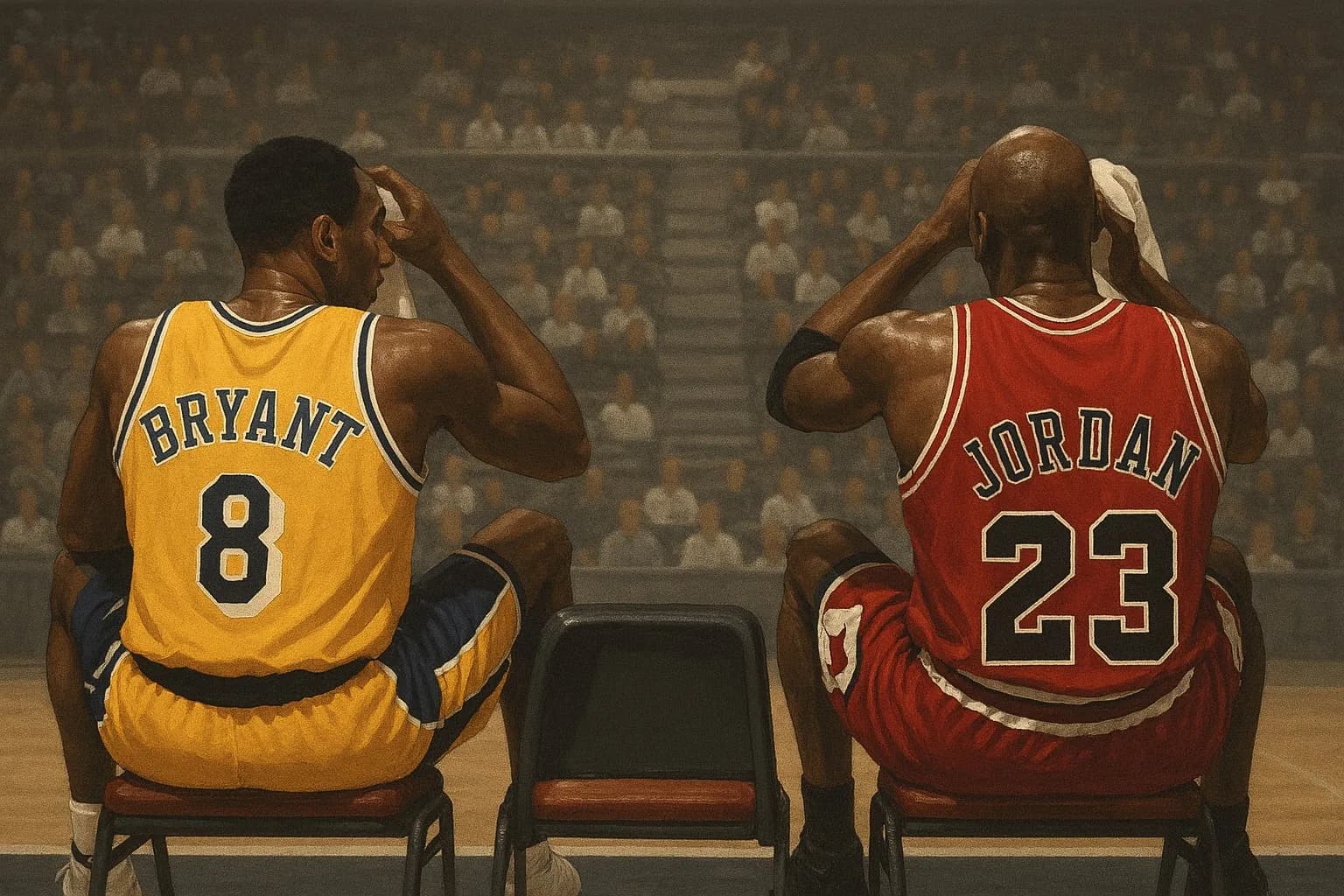 Camisetas de Kobe Bryant y Michael Jordan vistas de espaldas